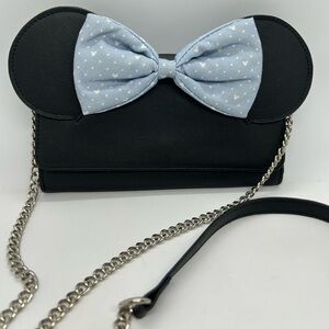 Disney Minnie Mouse Crossbody Purse with Chambray Bow, EUC.